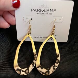 Park Lane Gold and Animal Print Teardrop Earrings